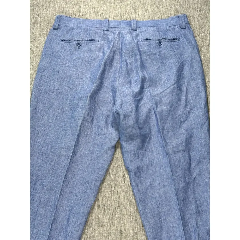 Inserch Linen Pants Mens 42x29 Blue Flat Front Lightweight Beachy Outdoors